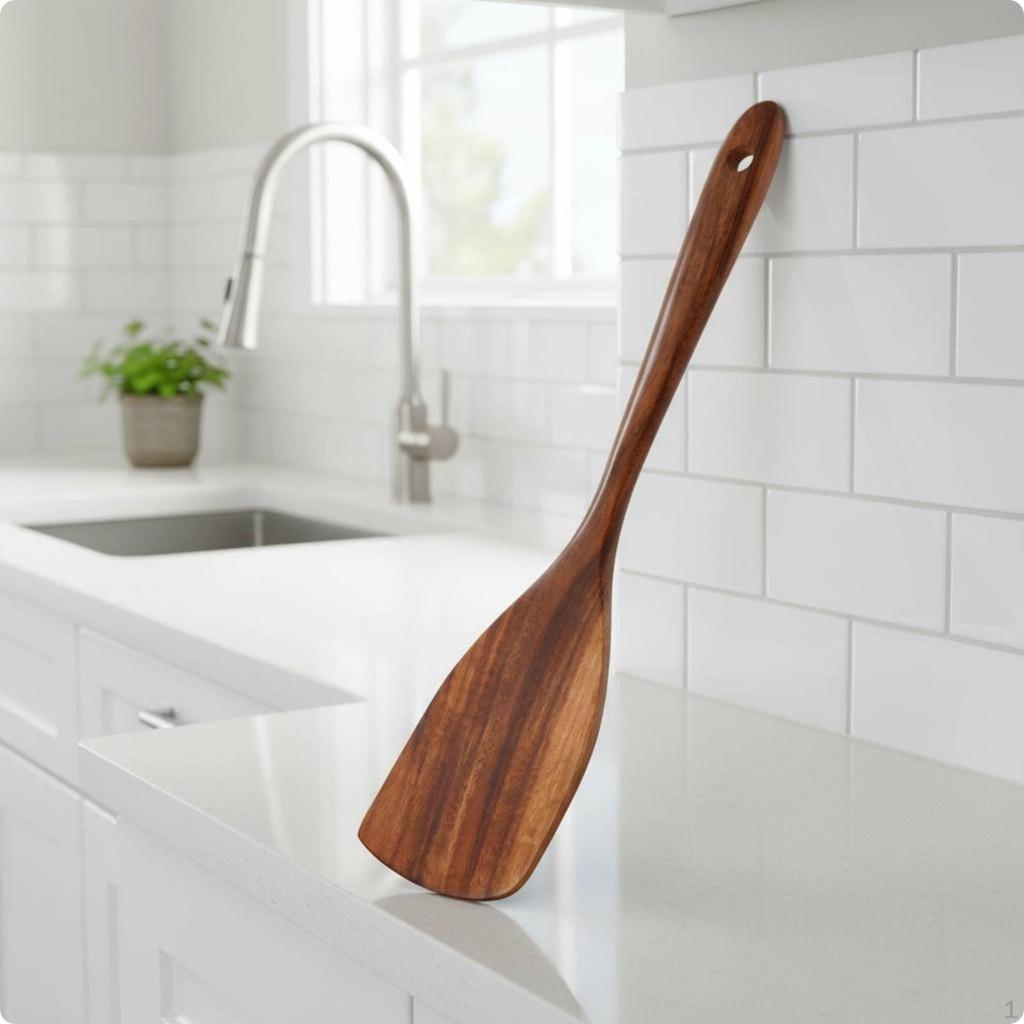 Teak Kitchen Utensil Smooth Finish Carved Wooden SinglePiece Cooking Spoon Set