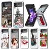 Christmas Art Girls Coffee Phone Case For Samsung Galaxy Z Flip7 Flip6 5G Flip5 Flip4 Flip3 ZFlip 7 6 3 4 5 Shockproof Back Cove