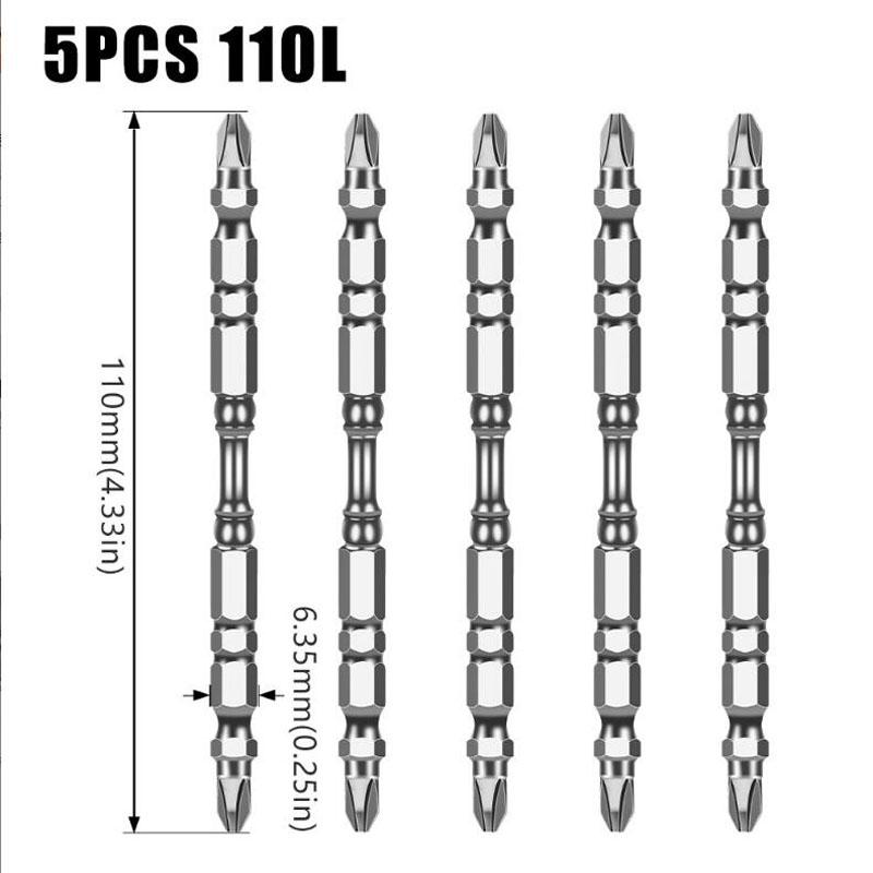 

S2 Сильная магнитная нескользящая головка с двойной головкой, высокая твердость, промышленная головка, отвертка, крестовая головка, сверло 5pcs 110L small