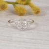 Double Heart Silver Ring, 925 Sterling Silver Minimalist Love Ring, Open Heart Design Dainty Ring Gift for Her.