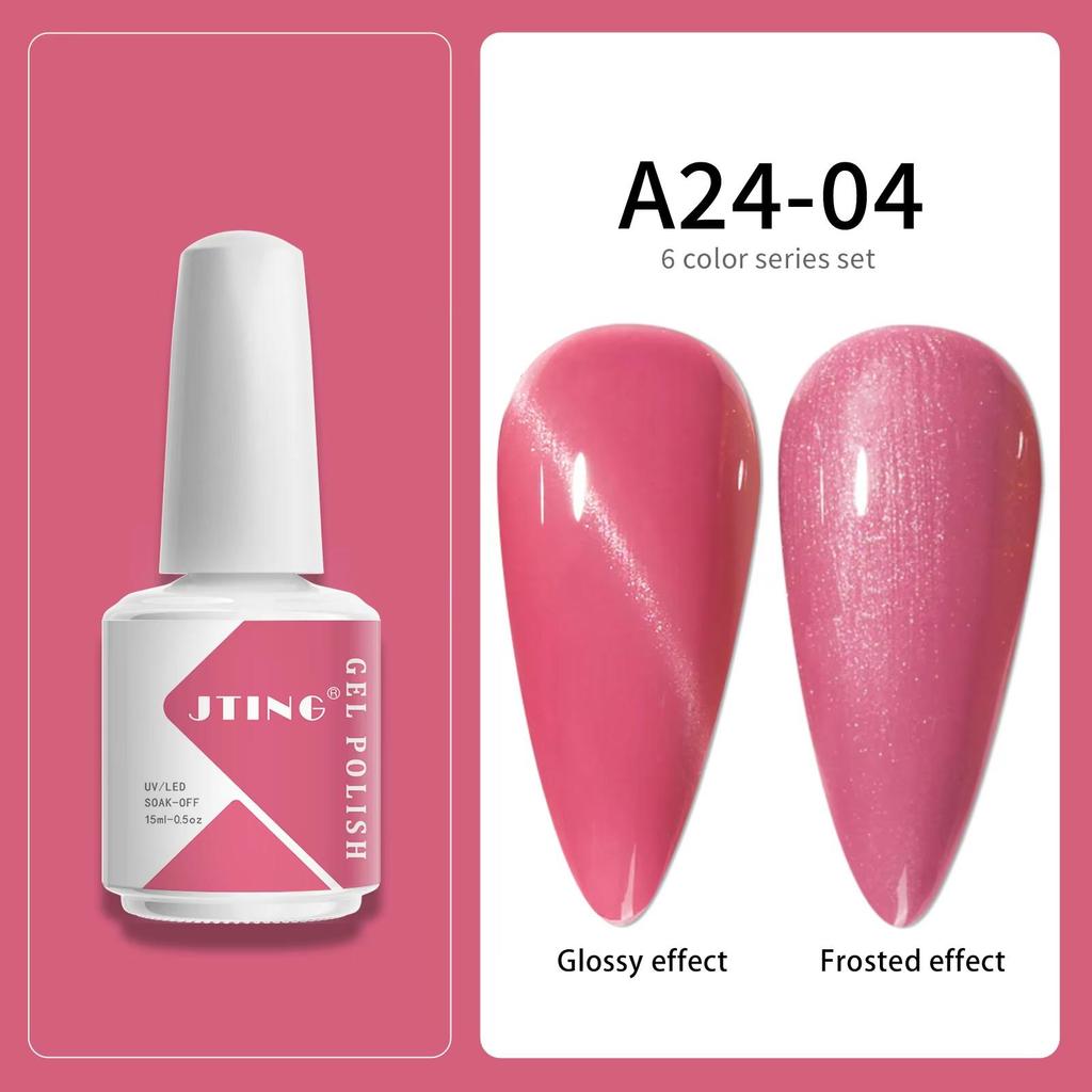 JTING Super Popular pink and Nude 6colour Nail Gel Polish Collection Oem Customize Nail Set Box Uv Gel Polish 15ml Bottles