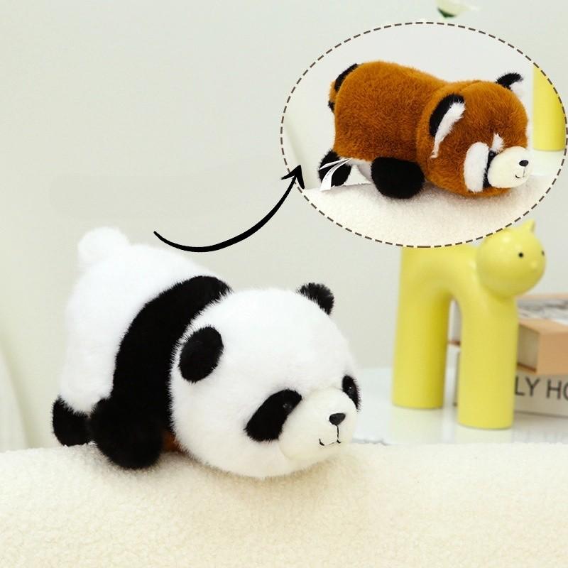 Adorable Reversible Panda Plush Toy Transforming Into Cute Panda Doll For Kids Gifts