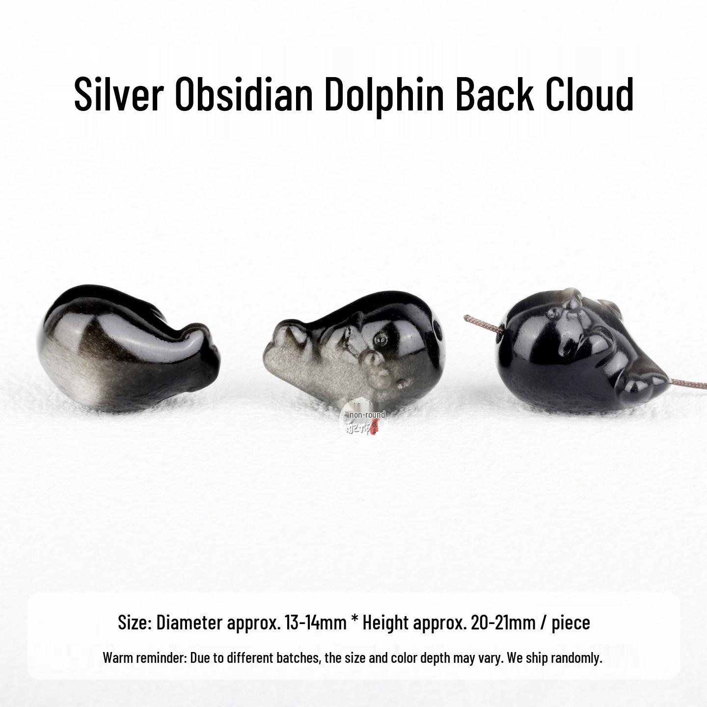 Silver Obsidian Dolphin Carving: Handmade Crystal Jewelry Accessory