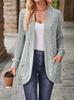 Cardigan lavorato a maglia da donna taglie forti, tinta unita, a maniche lunghe