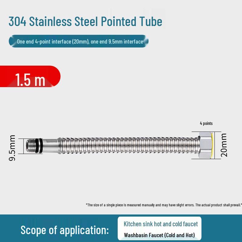 304 Stainless Steel Corrugated Explosion-Proof Hose for Hot/Cold Water Faucets and Sinks