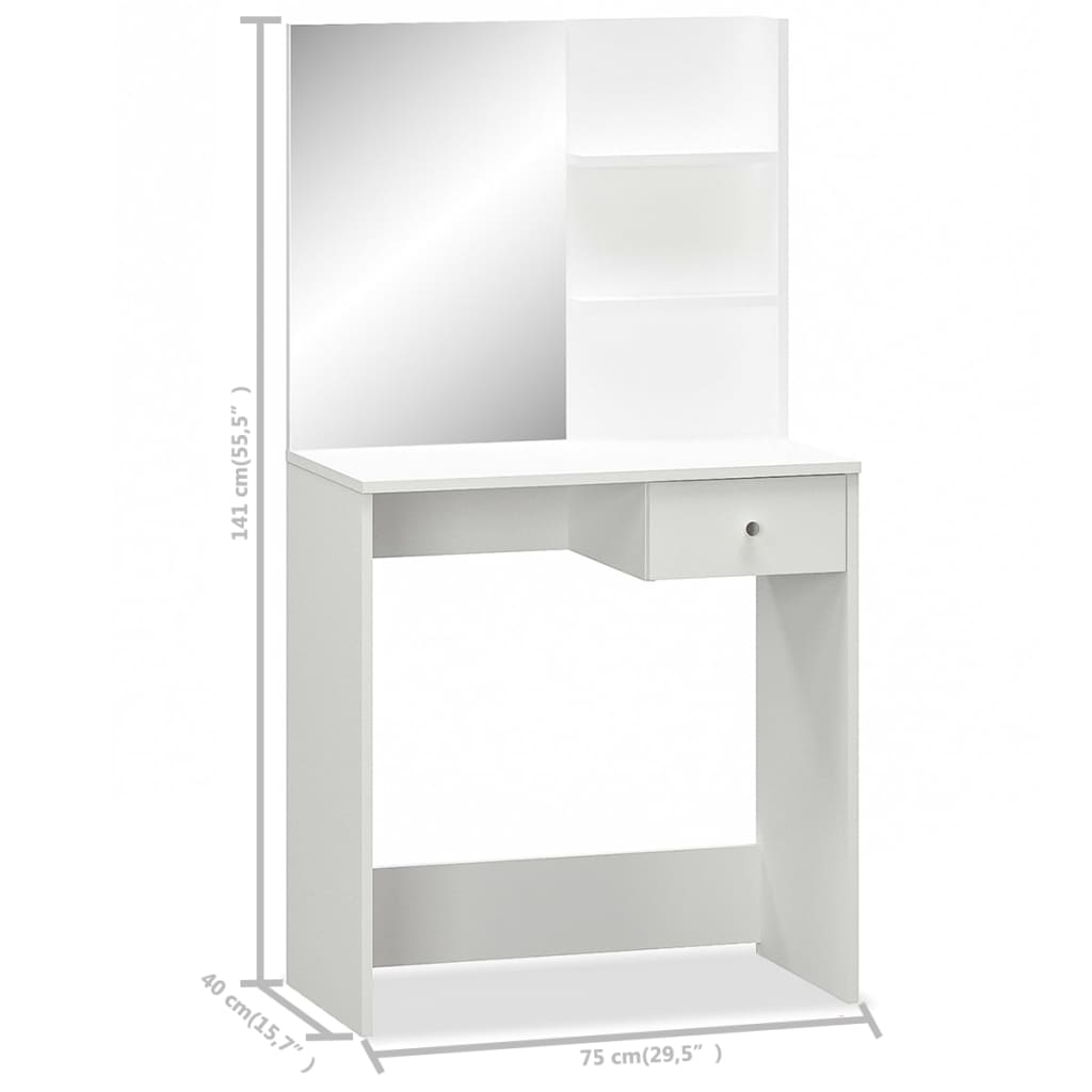 Makeup Table Particleboard 75 x 40 x 141 cm White