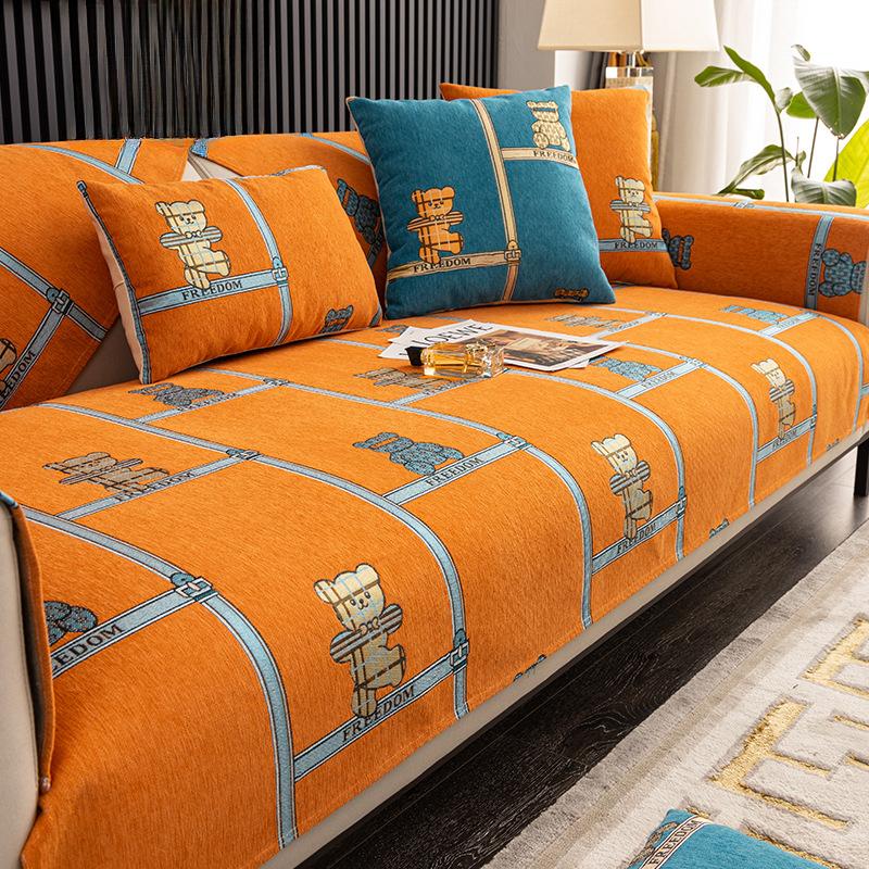 Chenille Sofa Cushion Light Luxury Modern High-End Four Seasons Universal Non-Slip Sofa Cover Towel Simple Cushion Cover Towel