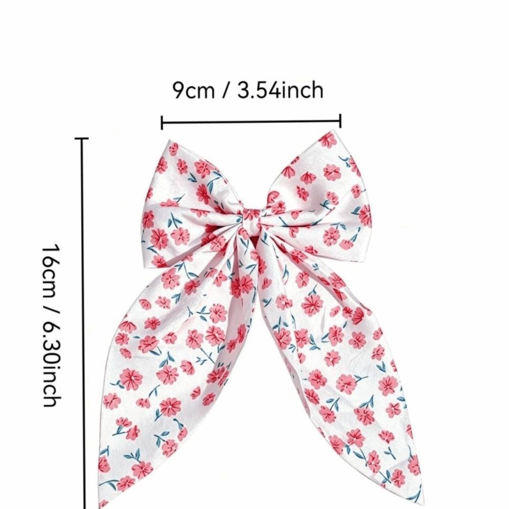 8Pcs Fabric Floral Print Bow Hair Clips Flower Ribbon Spring Clips Women Hair Styling