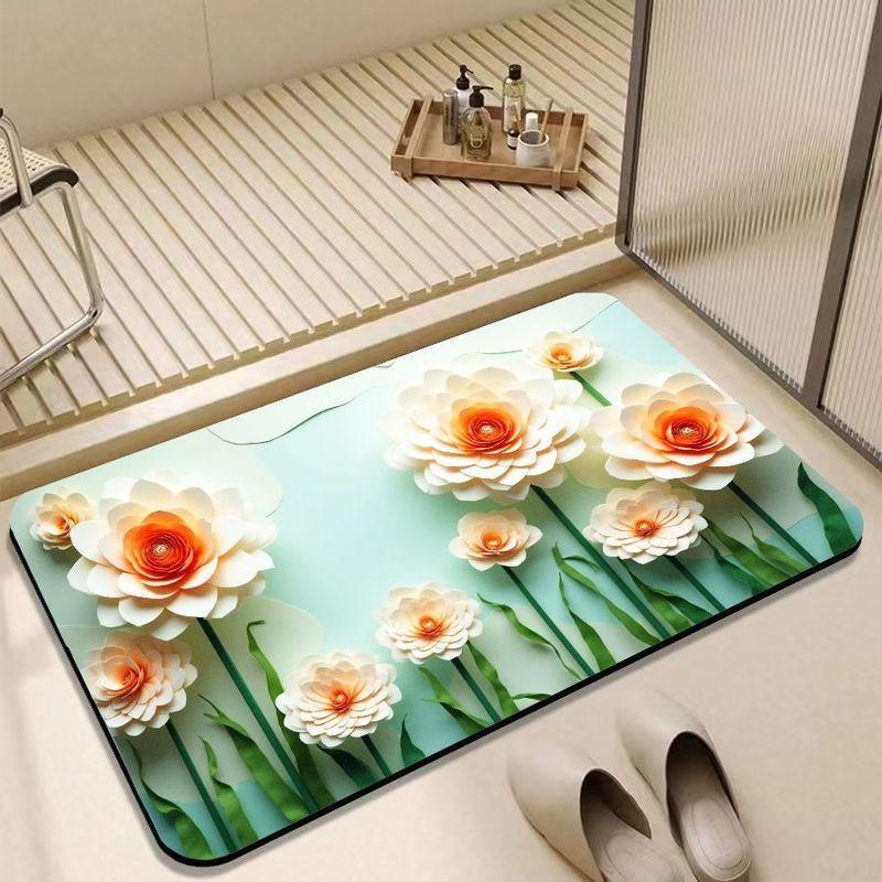 3D Printed Bathroom Absorbent Pad Shower Anti Slip Quick Drying Carpet Washable Waterproof Floor Mat Home Decoration