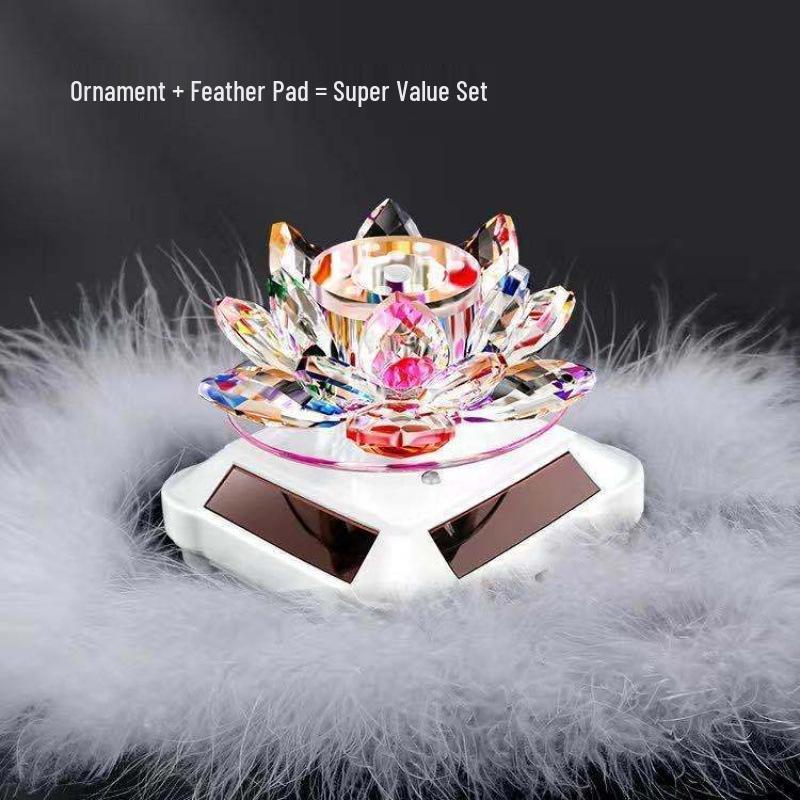 Rotating Crystal Lotus Solar Car Air Freshener & Aromatherapy Ornament
