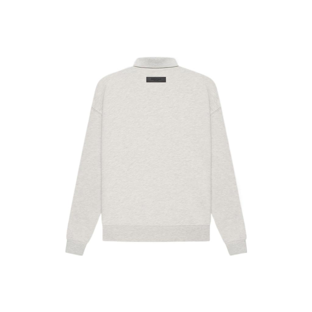 Fear of God Essentials Essentials Logo Print Velours Freizeit Langarm Polo Herren Oberteile Hellhafer FOG-SS22-496