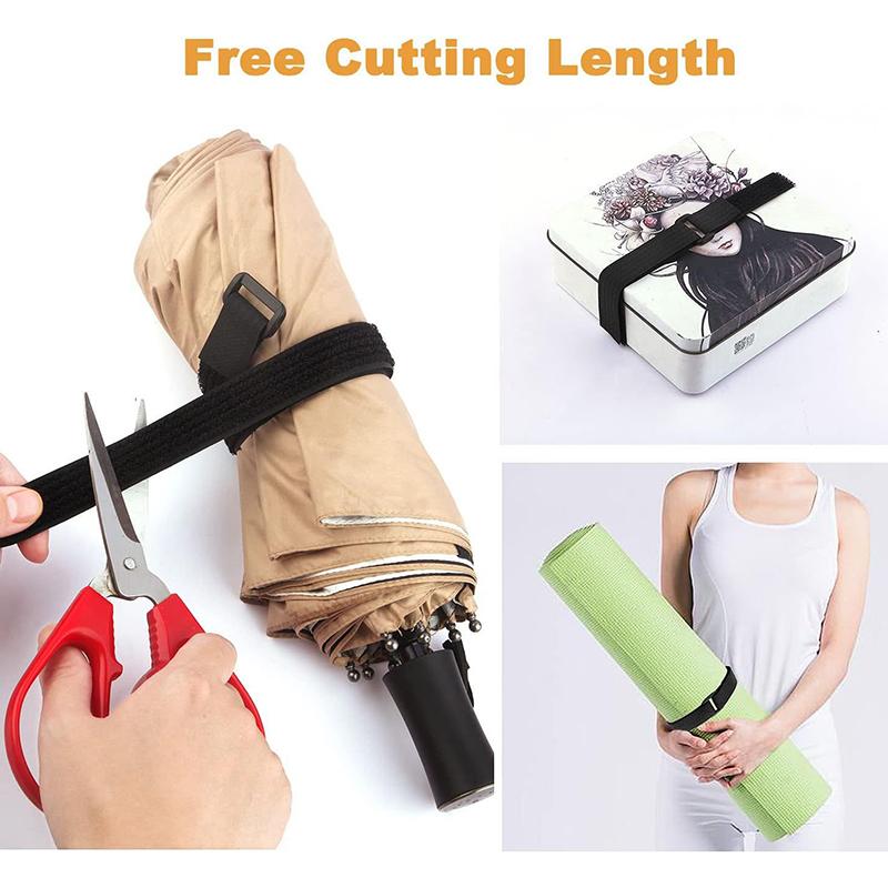 5M Reusable Nylon Hook Loop Fastening Cable Tape Cut-To-Length Self-Adhesive Securing Strap With Buckle For Organizer Or Storage