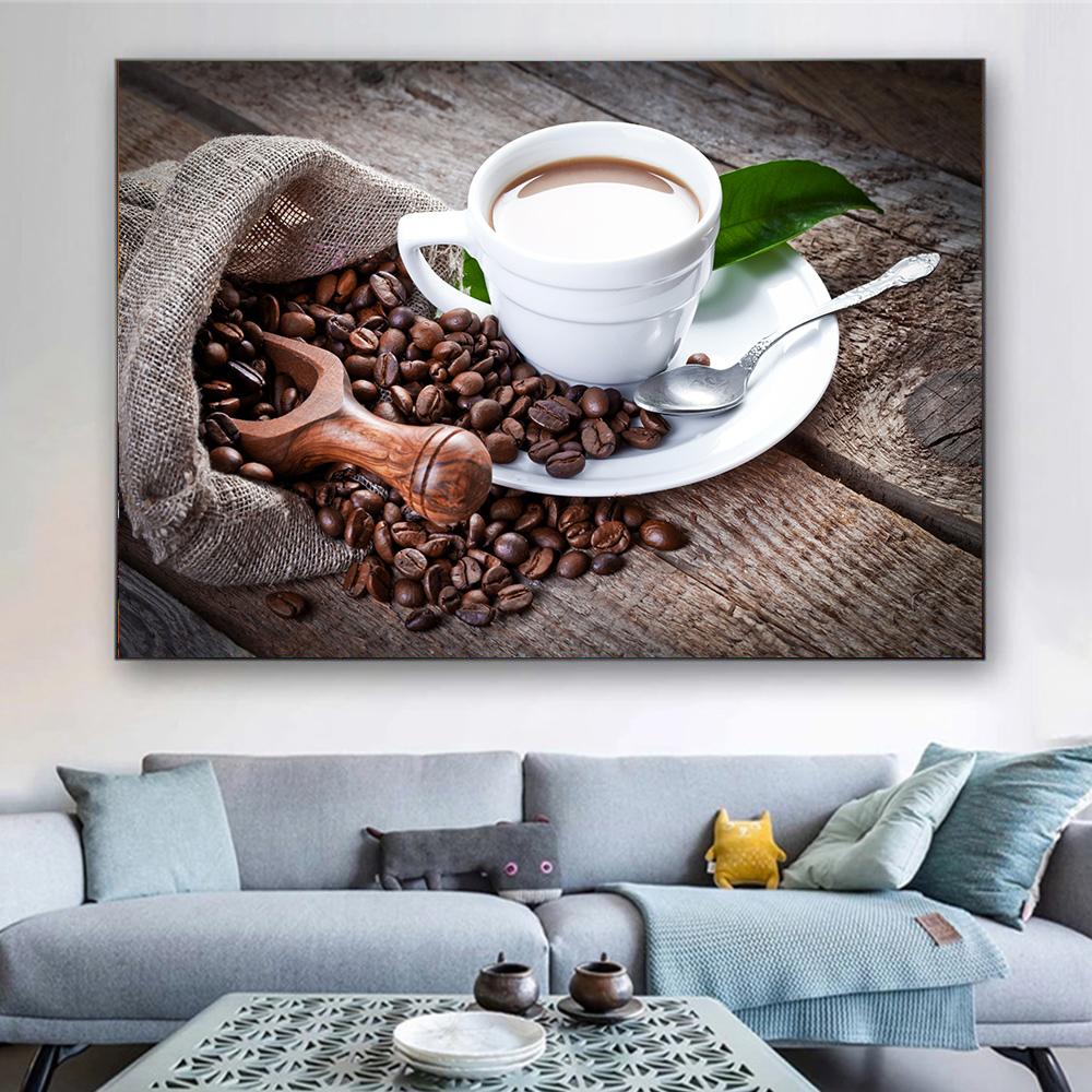 Modernes Brot Kaffee Leinwandgemälde Und Drucke HD Bilder Wandkunst Für Wohnzimmer Zuhause Küche Restaurant Dekor Cuadros