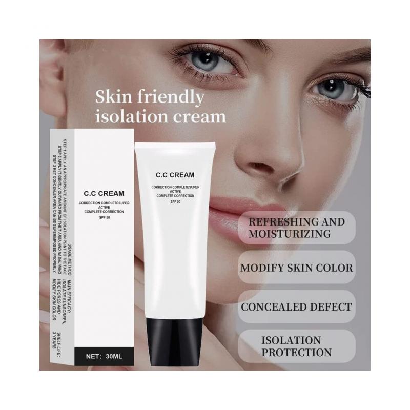CC Cream SPF 50 Skin Tone Adjusting Foundation for Mature Skin Ivory White Color Correcting 1.01oz