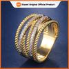 Huitan New Arrival Twist Cross Finger Ring for Women Anniversary Ring Daily Wearable Versatile Classic Twine Rings Drop Shipping