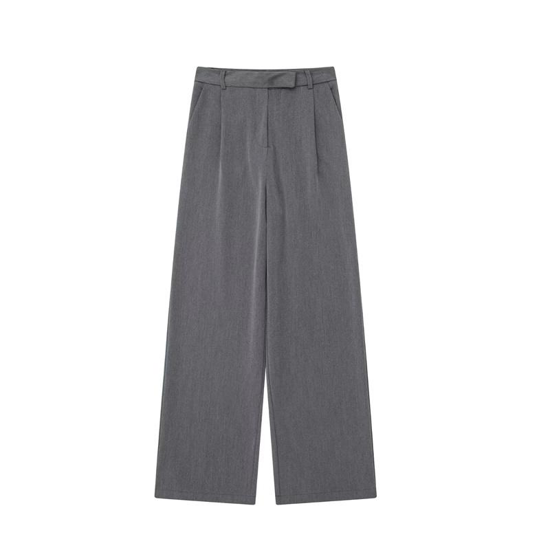 Herbst Neue 2024 frauen Hosen Beige Grau Schwarz Breite Bein Hosen Frauen Hohe Taille Baggy Hosen Frau Mode Sommer Büro hosen