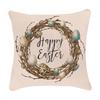 Easter Decorative Pillowcase, Easter Wreath Pattern, White