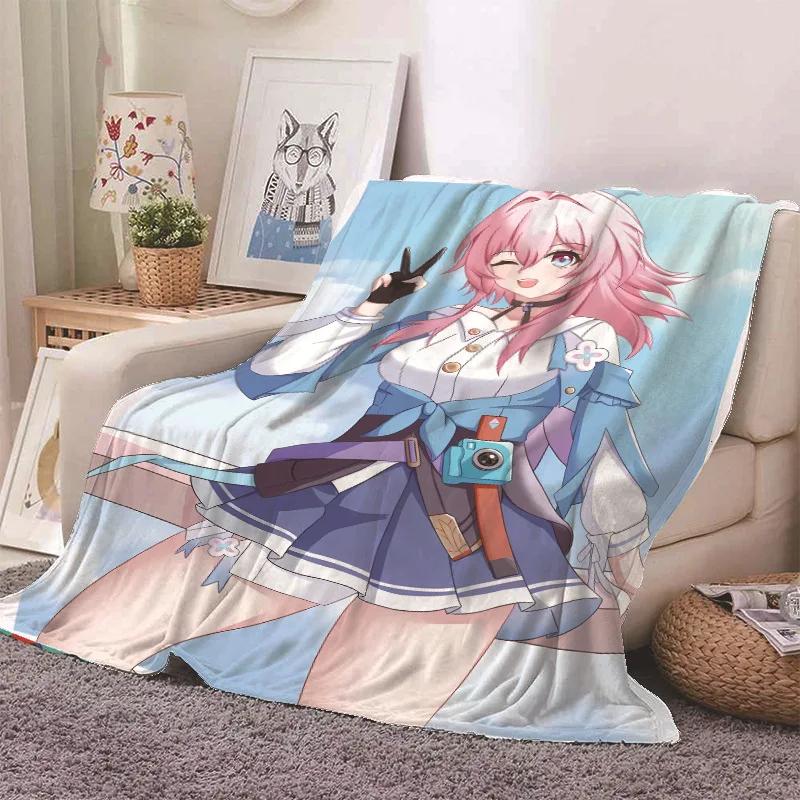 Anime Honkai Star Rail Kafka Flannel Blanket Cute Cartoon Printed Warm Soft Blankets Home Bedding Decor Winter Blankets