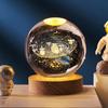 Crystal Ball With Wood Stand Laser Engraved 6CM Glass LED Crystal Ball Souvenir Gifts Home Decor Star Moon Night Light