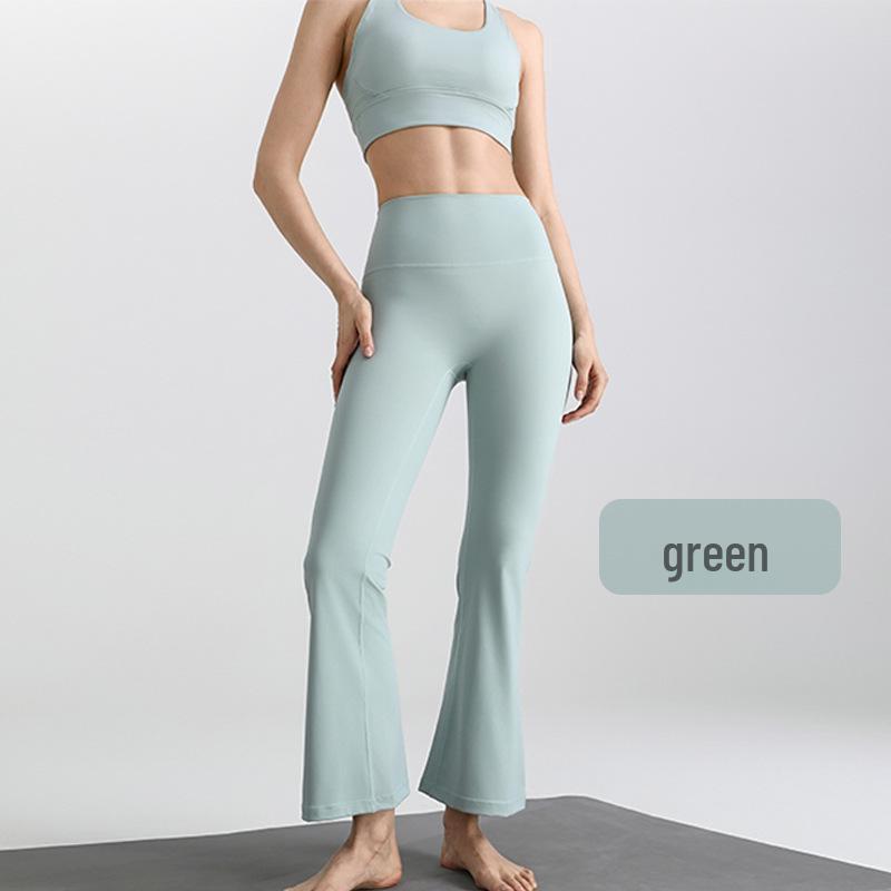 Nude Feel Slim-Fit High Elasticity Petite Micro-Flare Yoga Pants with Optional Logo for Women