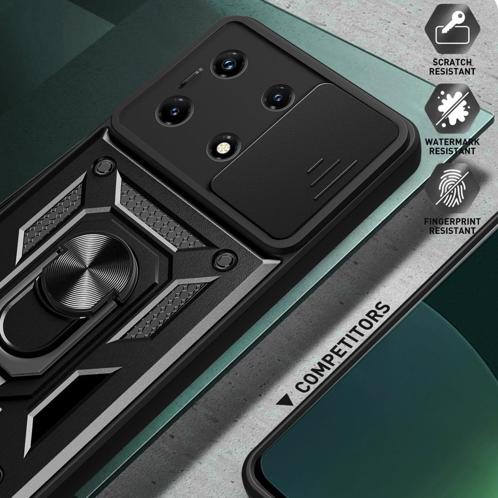 For Infinix Note 30 Pro 4G Slim-Fit PC+TPU Kickstand Anti-Drop Cover Slide Lens Protection Phone Case