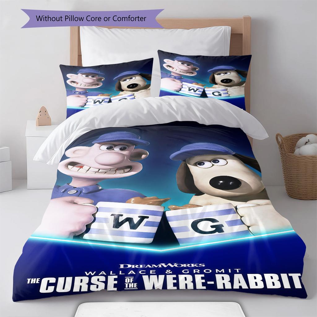 Wallace & Gromit Bedding Quilt Set Quilt Cover Pillowcase Home Decoration Birthday Gift (1 * duvet cover + 2 * pillowcase, without core)