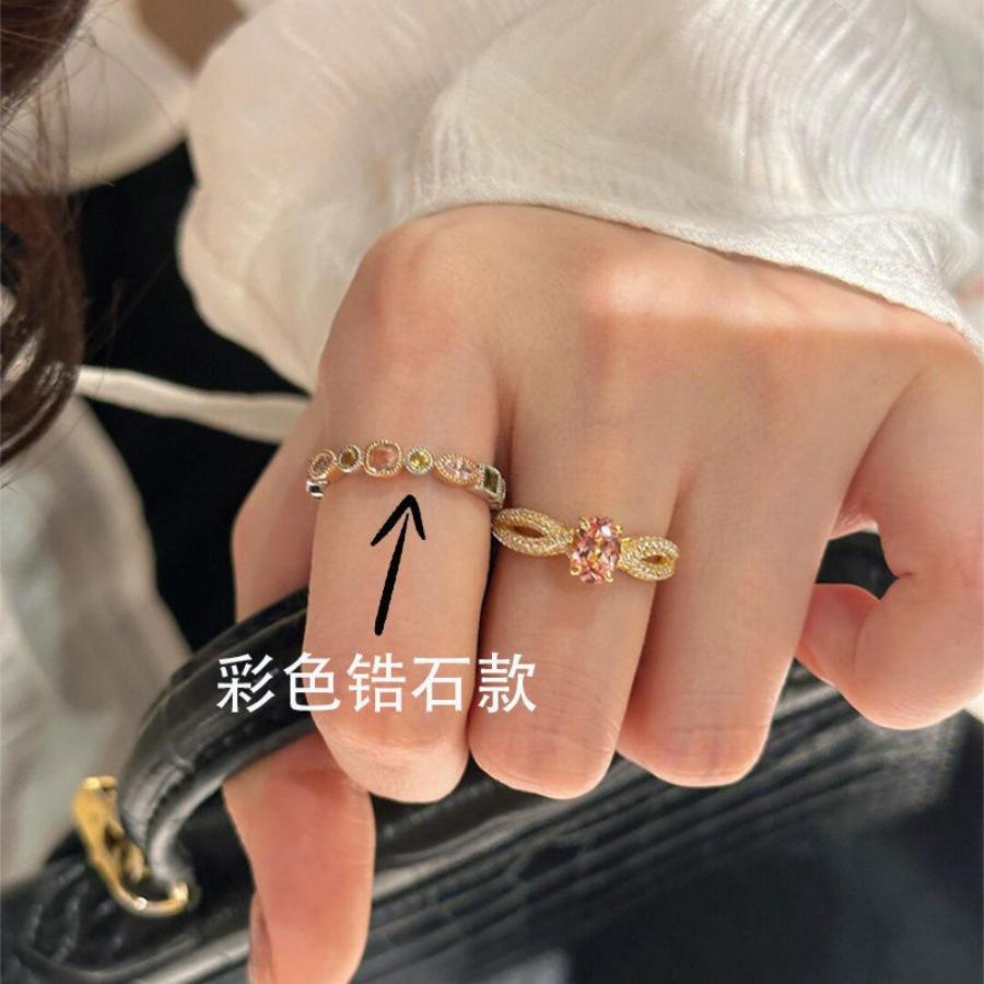 Less heart bow pink zircon ring feeling exquisite and sweet colored diamond ring