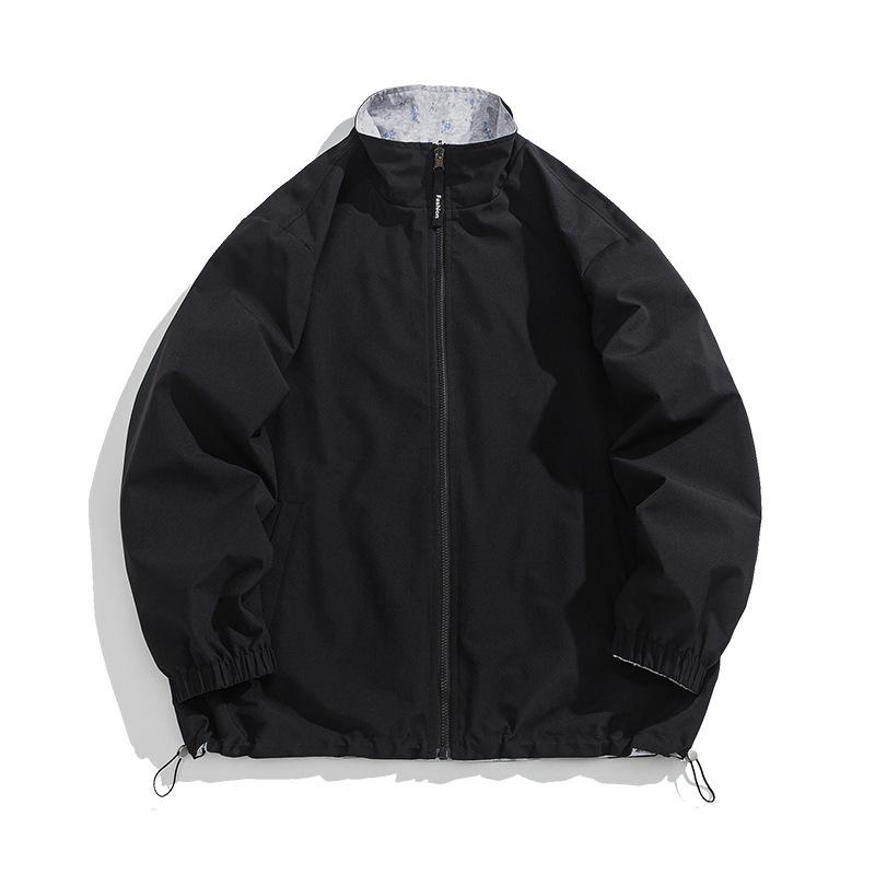 Double-sided Jacket Trend Men's Autumn New Double-sided Wear Small Floral Casual Japanese Hong Kong Style Jacket Trend