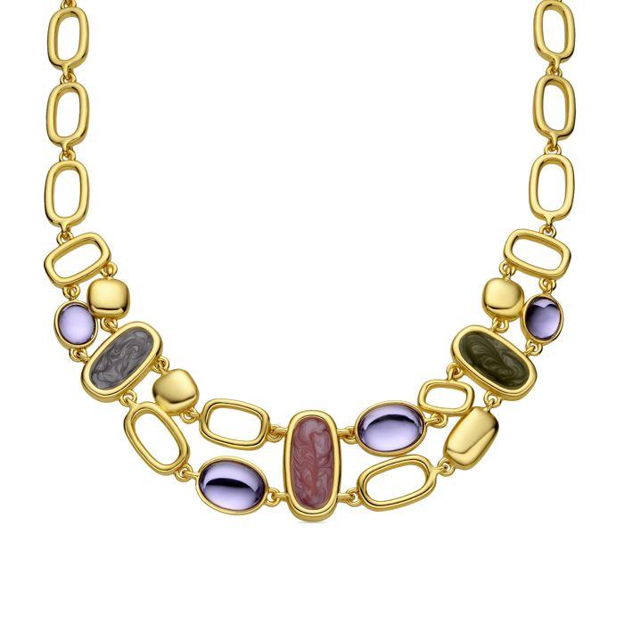 Collier - LUXENTER - Laido - Or 18k - Laque Multicolore - 42cm + 3cm D'extension