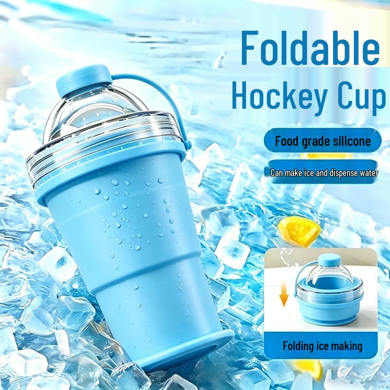 Gradient Silicone Ice Cup with Straw - Portable, Food-Grade, Folding Sippy Cup for Outdoor Summer Use