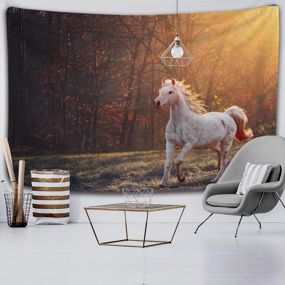 Elk Crane Pentium Horse Print Wall Hippie Tapestry Polyester Fabric Home Decor Wall Rug Carpets Hanging Big Couch Blanket