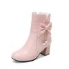 Short Boots Autumn and Winter New Sweet High Heels Thick Heel Martin Boots Women's Short Boots Women's Boots Medium Heel Short Boots Women's Shoes