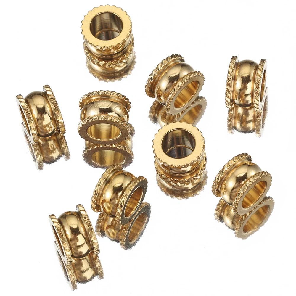 20pcs Multi Shape Stainless Steel Spacer Loose Bead Big Hole Beads Bamboo Charm Pendant for Bracelet Necklace DIY Jewelry Making