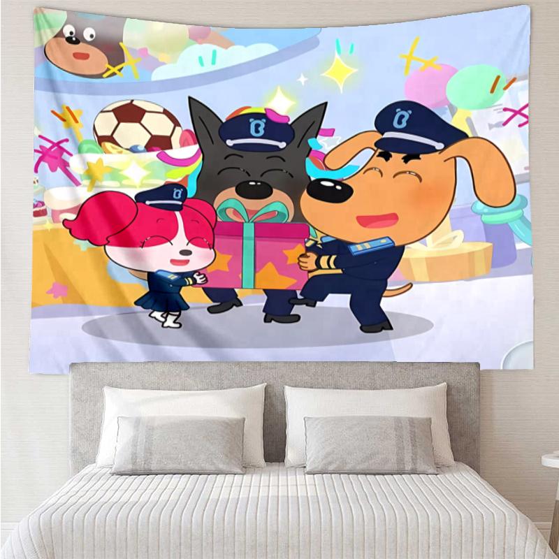 Sheriff Labrador Print Tapestry, Backdrop, Easy Setup, Ideal for Bedroom, Office & Living Room, with Aesthetic Wall Hanging Decor.