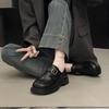 Platform loafers women's autumn 2025 new versatile British style one-pedal belt buckle casual single shoes women