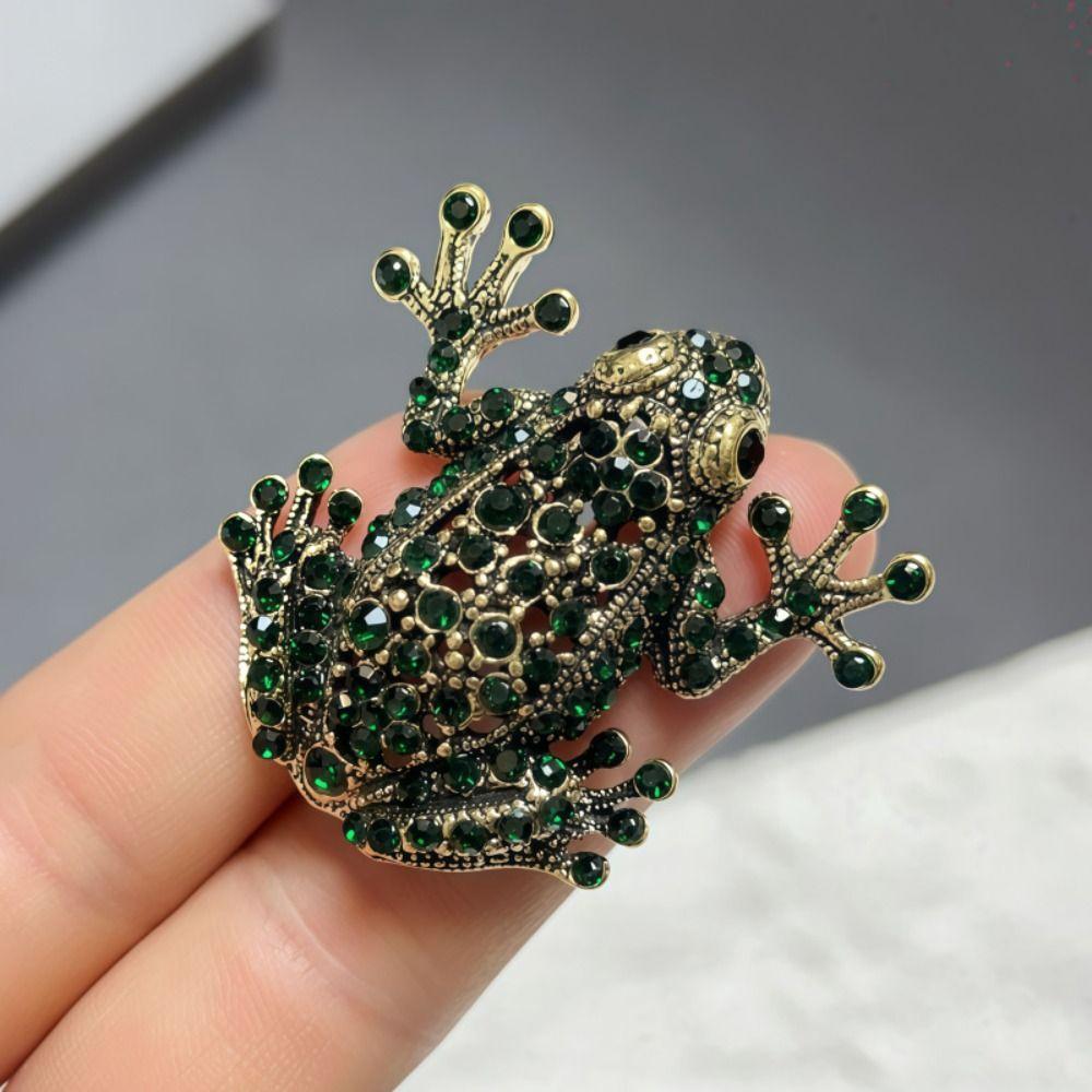 Vintage Rhinestone Brooch Elegant Animal Brooch Fashion Frog Brooches  Wedding