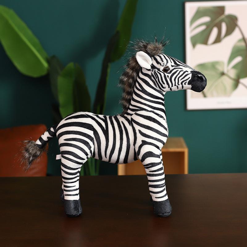 Zebra in Piedi Realistica Peluche Giocattolo di Peluche Simulazione Bambola Zebra Oggetti di Scena per Fotografia Regali di Natale Compleanno per Bambini