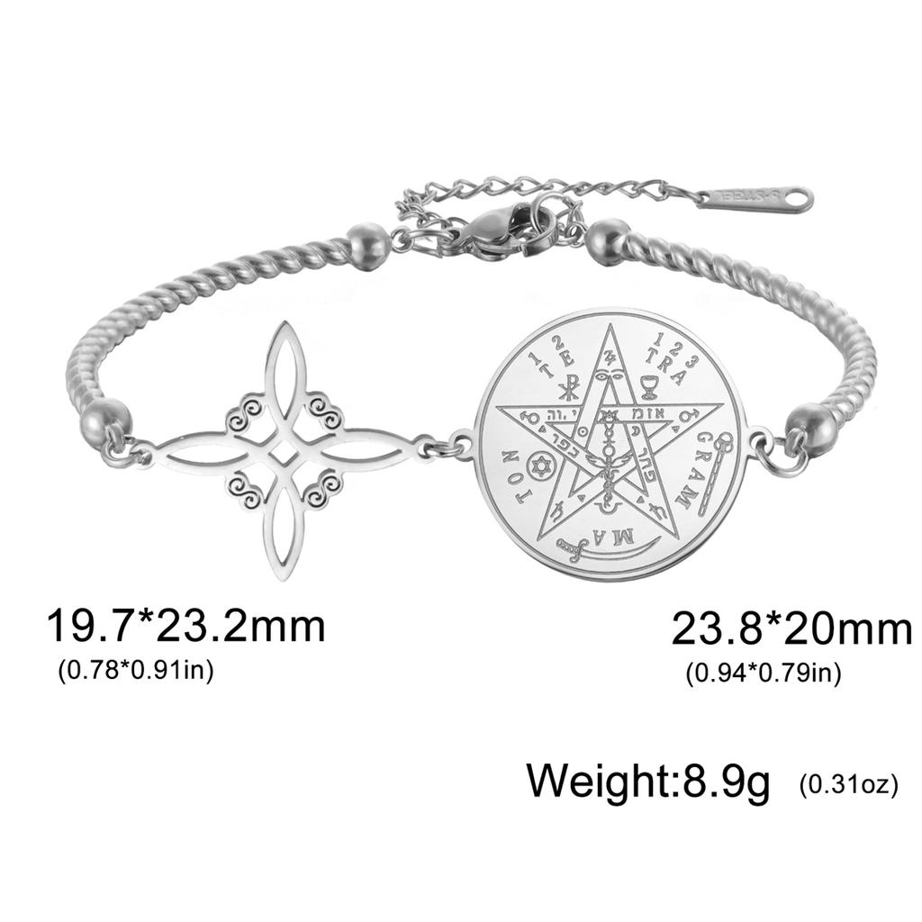 EUEAVAN Classic Witch Knot Bracelet For Women Stainless Steel Tetragrammaton Pentacle Bracelet Double Protection Jewelry Gifts