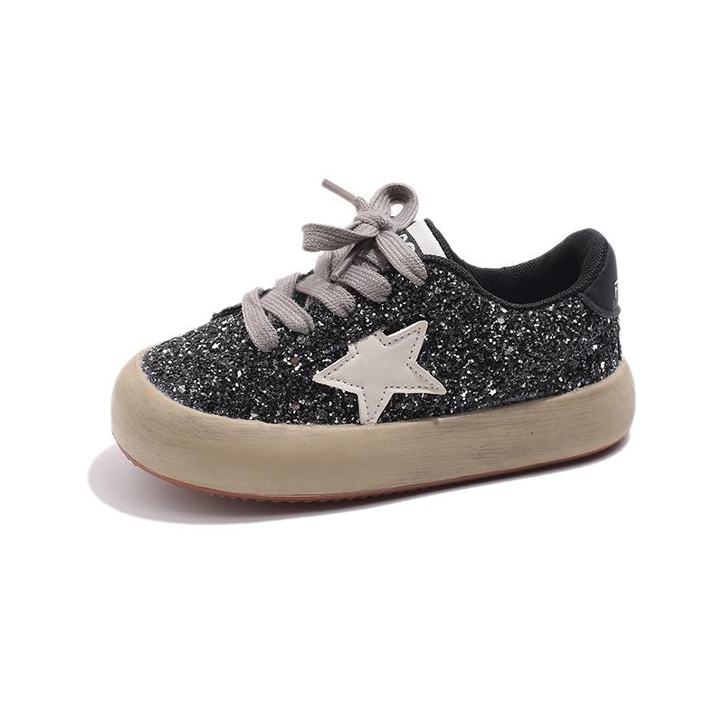 Girls' 2024 Autumn Sequined Sneakers - Trendy Korean-Style Casual Sports Shoes for Little Fashionistas