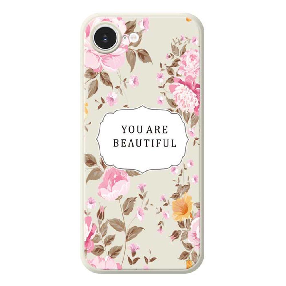 For iPhone 16e Case Beauitful Flowers Pattern Printing Straight Edge TPU Phone Back Cover
