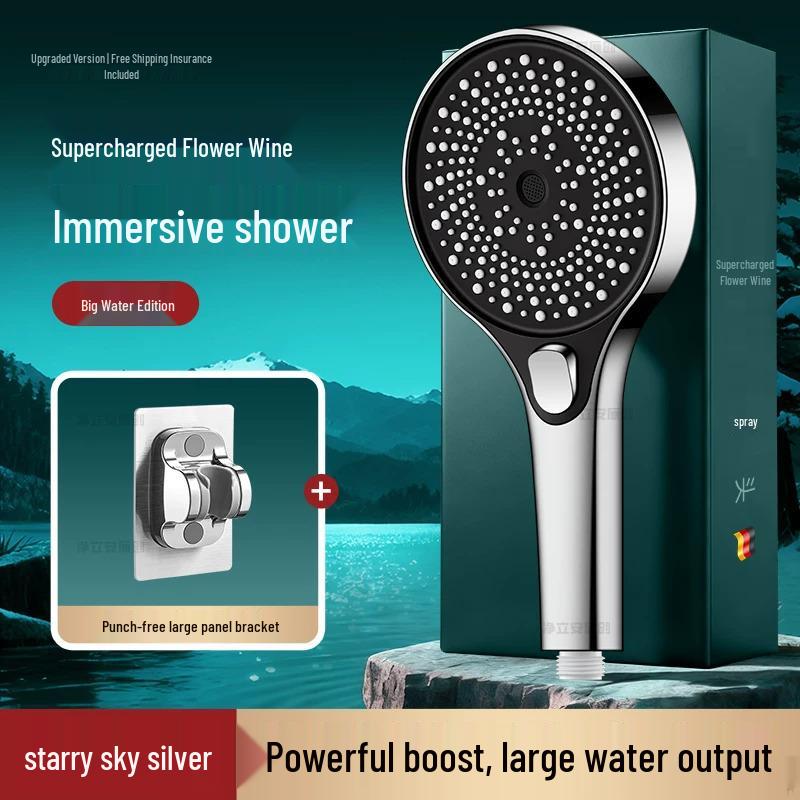 Ultra Boost Shower Head Set with Flexible Hose and Handheld Sprayer
