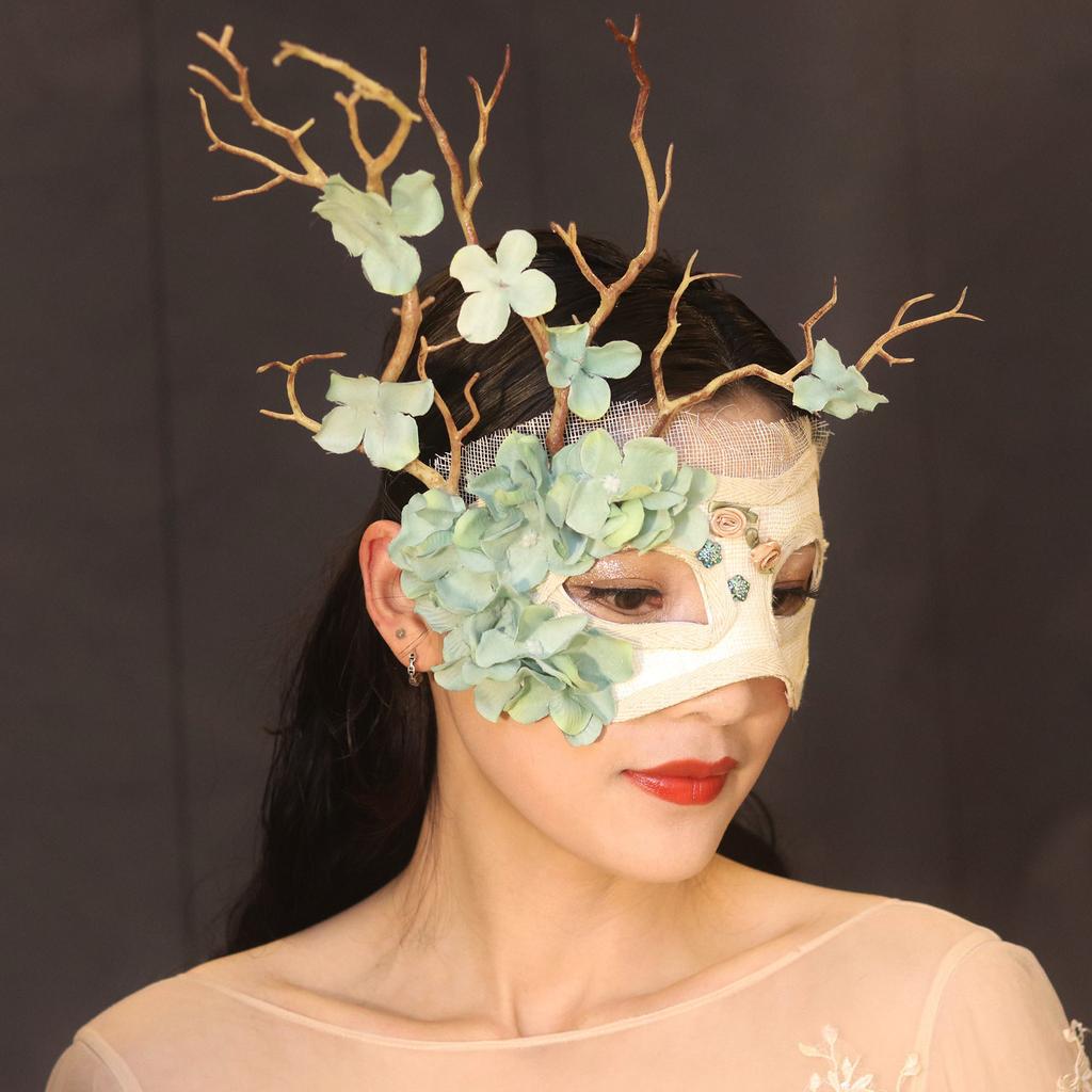Maskenballmaske für Damen Venezianische Masken Weihnachten Damen Blumen Halbgesichtsmasken Augenmaske Cosplay Spitze Blumenastmaske