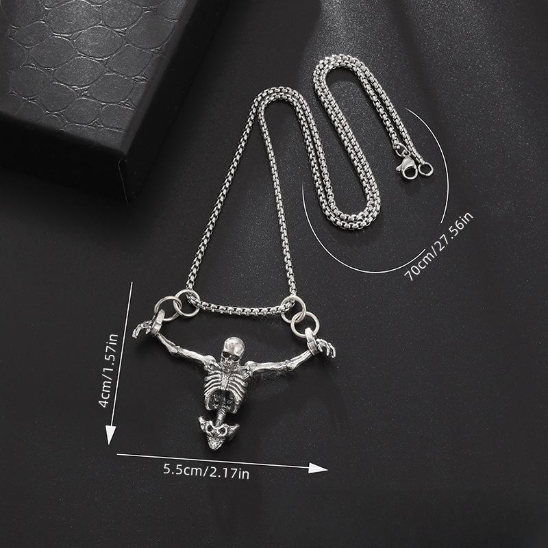 

1pcHalloween Skull Necklace Party Decoration Unisex Costume Hip Hop Silver Crucifix Skull Clavicle Chain Dark Festival Gift