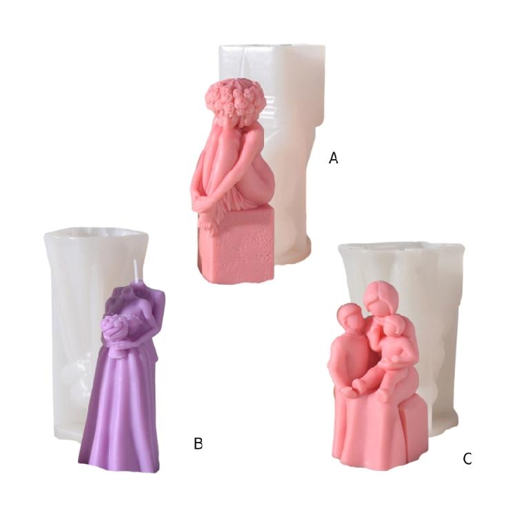 Couples Candle Mold Mother and Kids Candle Silicone Moulds DIY Home Decorations