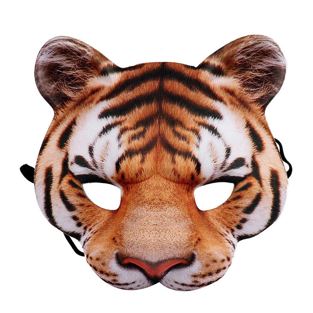 3D Animal Tiger Half Face Cover Party Cosplay Costume EVA Realistic Look for Women Men Yellow