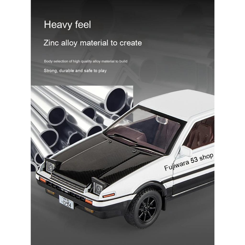 Initial D 1/30 Toyota AE86 Truend JDM Sports Car Alloy Diecast Metal Model Car Sound & Light Jump The Light Collection Hobby Boy