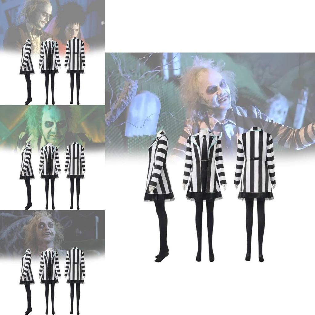 Beetlejuice 2 Cosplay Costume For Women Featuring Striking Black Polyester Blend Fabric