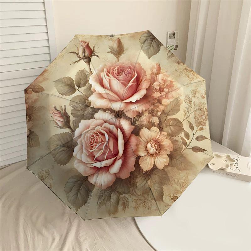 

1PC Rose Floral Umbrella-8-Rib Reinforced, Automatic Open, Lightweight & Durable, Cute Fashion Accessory for Outdoor-A1246