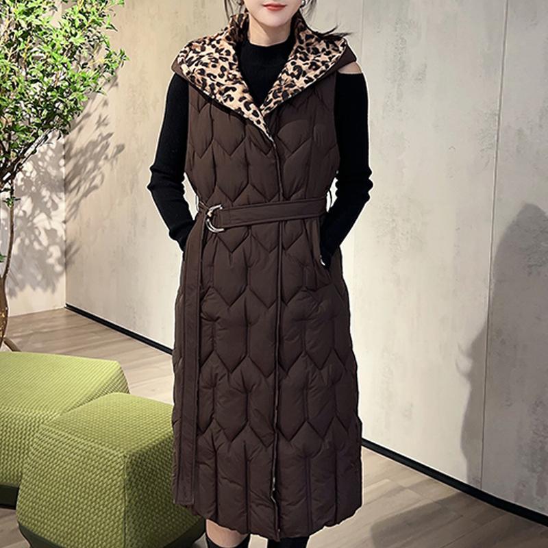 Plus Size Fashion Winter Long Vest Woman Coats Elegant Thick Warm Sleeveless Parka Women's Jackets