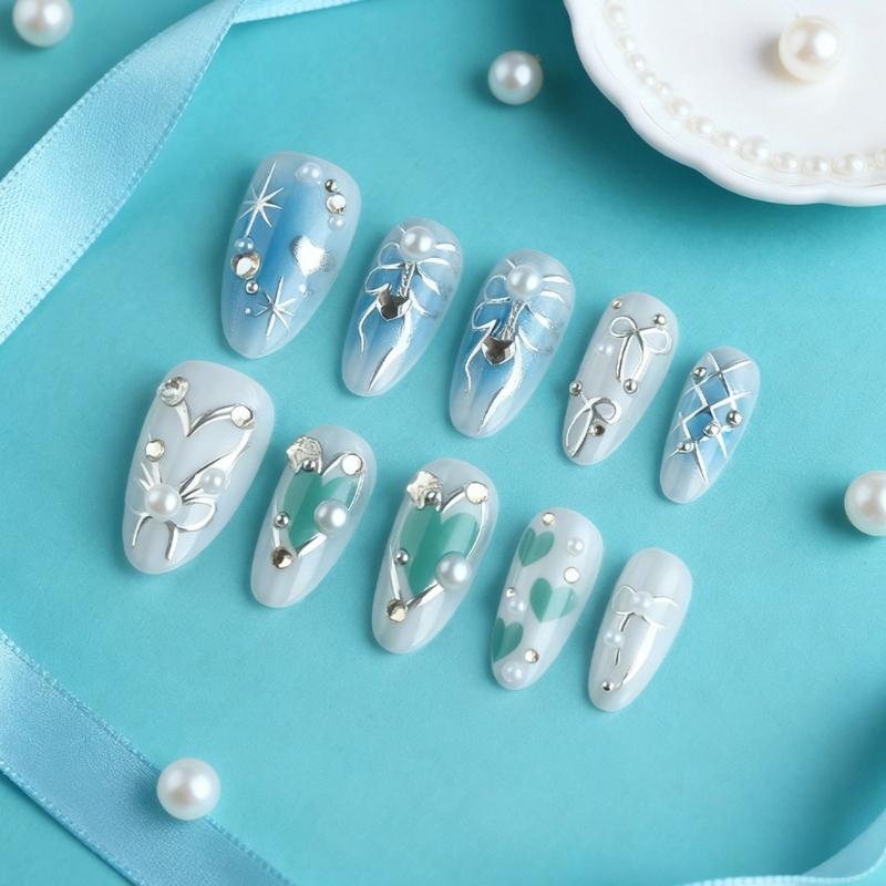 Long Lasting Shine Artificial Nail Pearls Accents False Nail Versatile for Daily Event Parties Comfortable Wear
